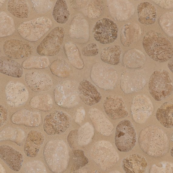 MSI Travertine Blend Pebbles Tumbled Pattern 10Mm - Ivory
