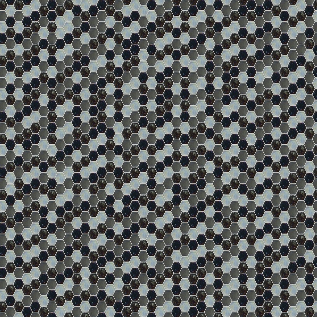 Qualis Ceramica Riviera Tileworks Chelsea Hexagon Mix Grey Glass Interlocking Mosaic