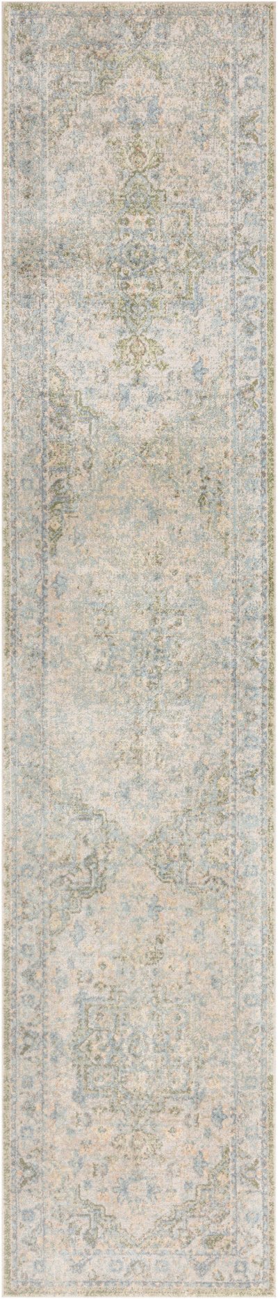 Nourison Home Nourison Astra Machine Washable ASW12 7'10" x Round Blue Green Vintage Indoor Rug - 2'2" x 10'