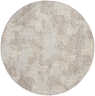 Nourison Home Nourison Grafix GRF39 8'6" x 12' Grey Modern Indoor Rug - 5'3" Round