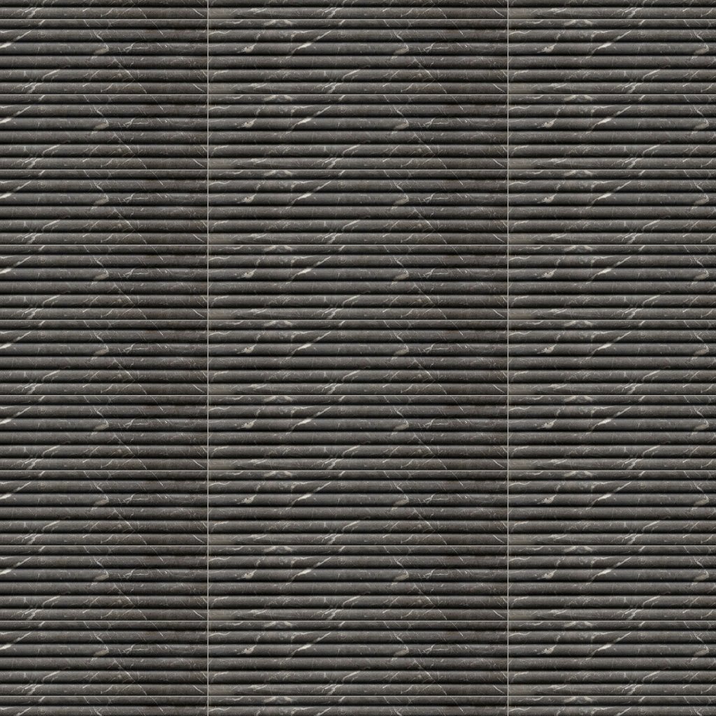 Marble Systems Iris Black Honed Flute Trim Marble Accent Tiles 6x24 - Iris Black