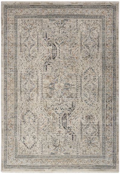 Nourison Home Nourison Nyle NYE01 2'3" x 10' Ivory Grey Blue Vintage Indoor Rug - 5'3" x 7'10"