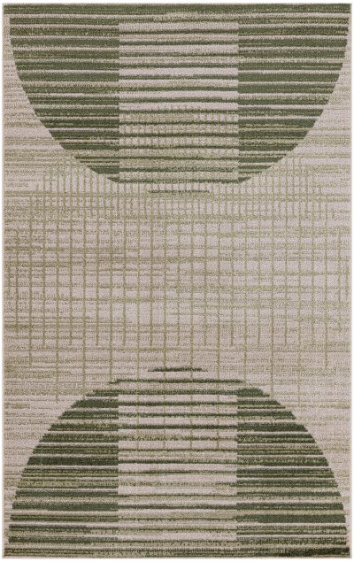 Nourison Home Nourison Astra Machine Washable ASW03 4' x 6' Ivory Olive Mid-Century Modern Indoor Rug - 3'3" x 5'