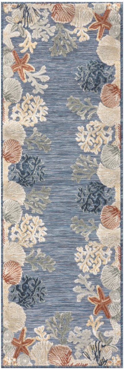 Nourison Home Nourison Suncoast SNC04 7'10" x 9'10" Denim Multicolor Coastal, Nautical & Beach Rug - 2' x 6'