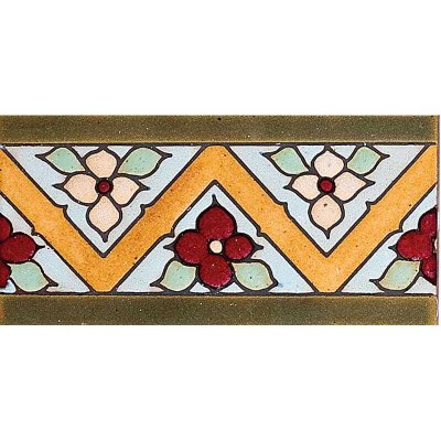 Marble Systems 136 A Glazed Flower Ceramic Border Tiles 3x6 - 136 A - 3" x 6" x 3/8"