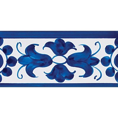 Marble Systems 408 Border Blue Glazed Ceramic Border Tiles 2 3/4x5 1/2 - 408 Border Blue - 2 3/4" x 5 1/2" x 1/4"
