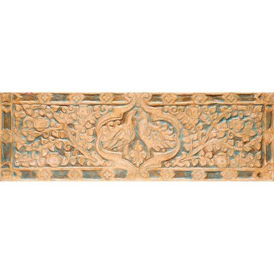 Marble Systems 135r B Glazed Peacock Plaque Ceramic Border Tiles 6x18 - 135r B - 6" x 18" x 3/8"