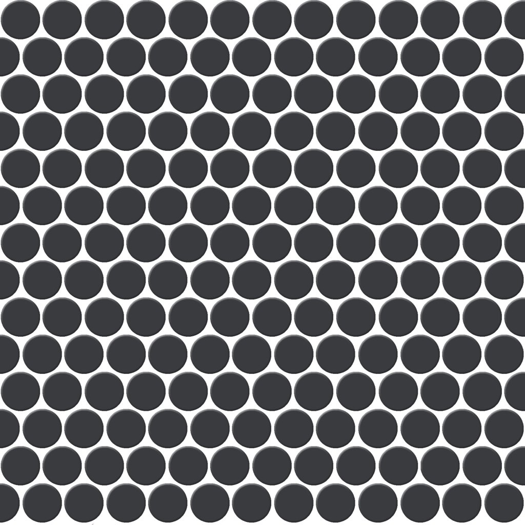 Daltile Keystones Black/Ebony, Penny Rounds, Matte - Black/Ebony