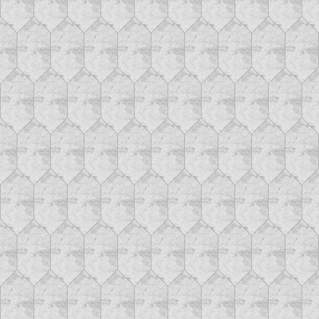 Marble Systems Silver Clouds Polished Large Picket Waterjet Marble Tile 6x12 - Silver Clouds