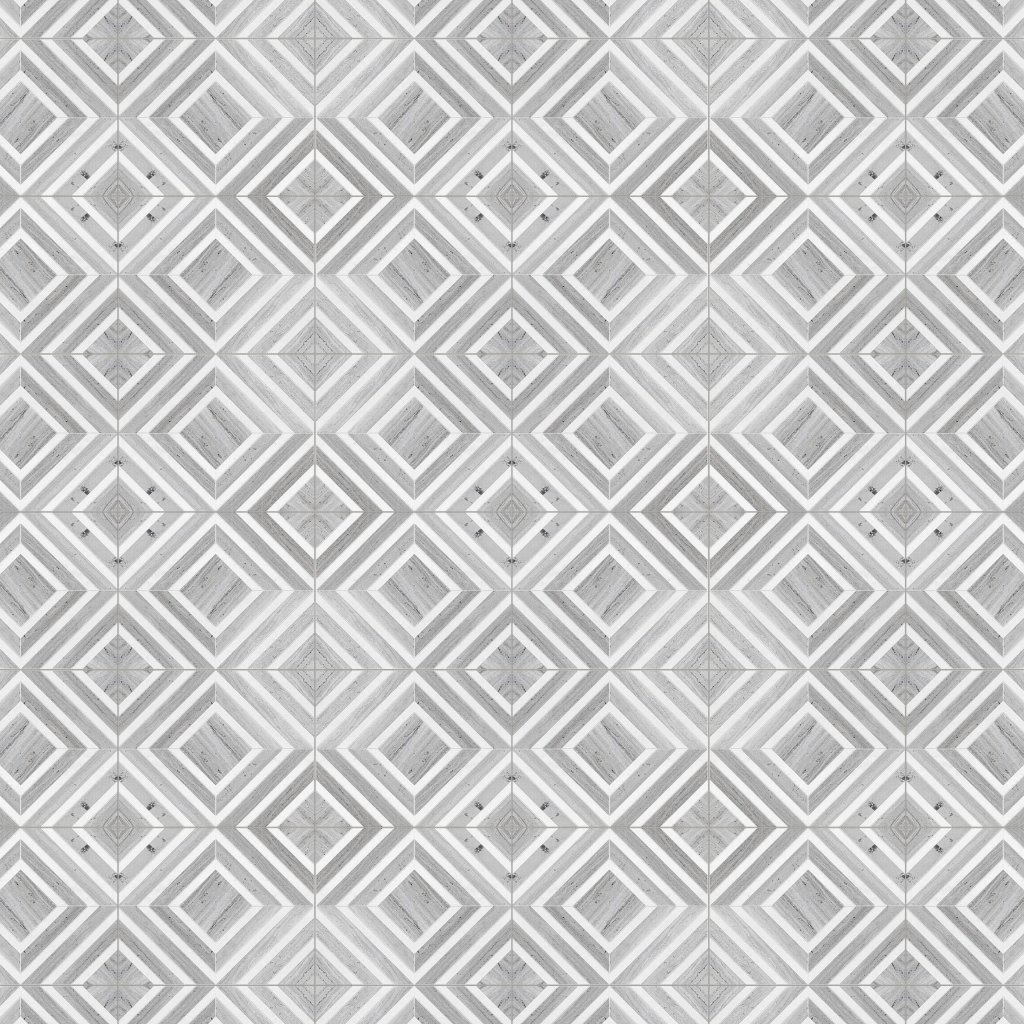 Marble Systems Haisa Light, Thassos White Multi Finish Yildiz Marble Mosaic 8 13/16x11 - Haisa Light, Thassos White
