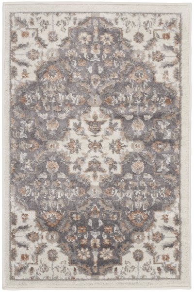Nourison Home Nourison Elation ETN08 5'3" x 7'3" Ivory Grey Transitional Indoor Rug - 2' x 3'