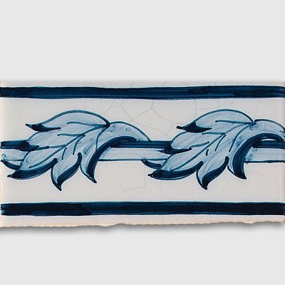 Marble Systems Acanthus Border Blue Glazed Ceramic Border Tiles 2 1/2x5 - Acanthus Border Blue - 2 1/2" x 5" x 3/8"