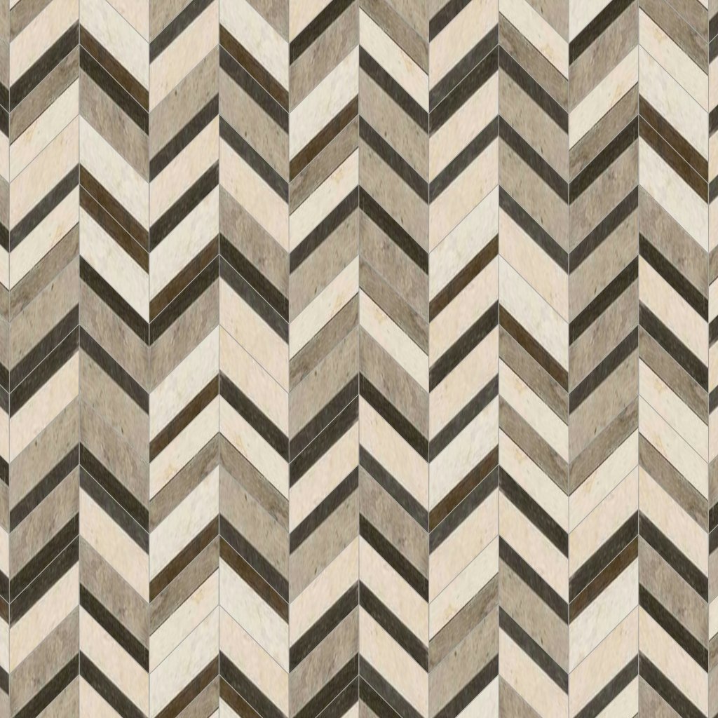 Marble Systems Bosphorus, Heartmere, Britannia Honed Chevron Fusion Waterjet Limestone Mosaic 16x11 7/8 - Bosphorus, Heartmere, Britannia
