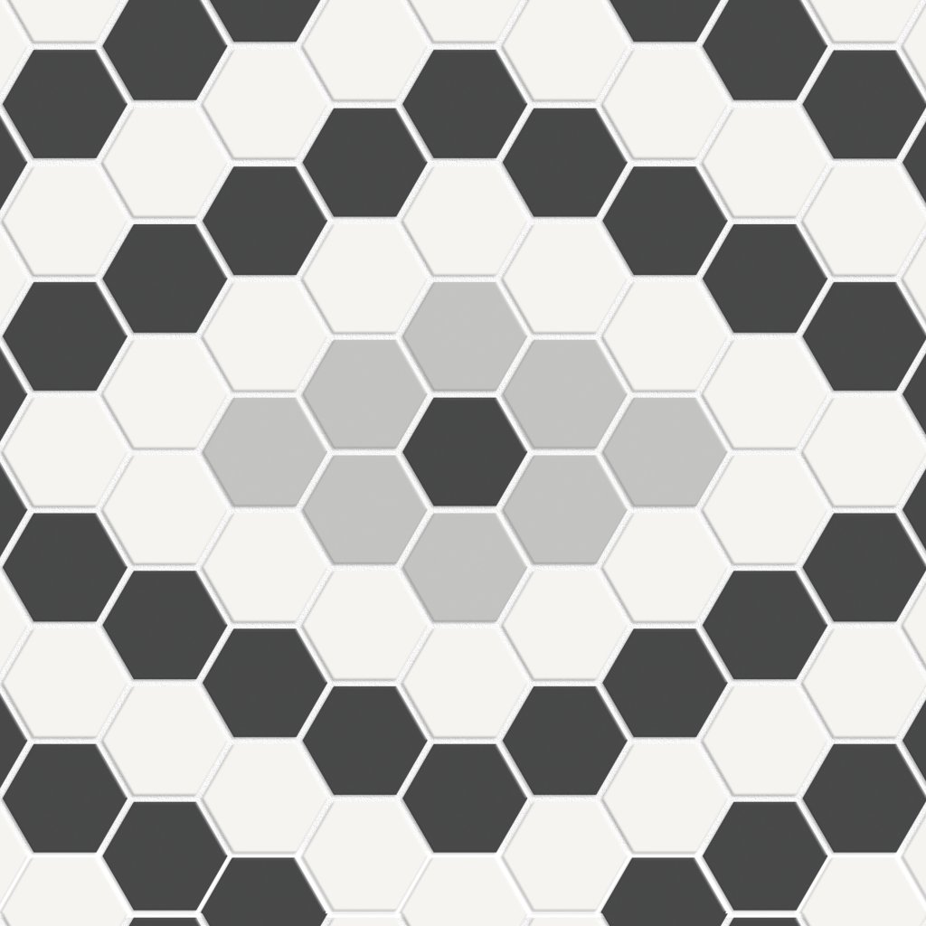 Qualis Ceramica Traditions Midnight Nero Blend Diamond Mosaic Matt - Canvas White