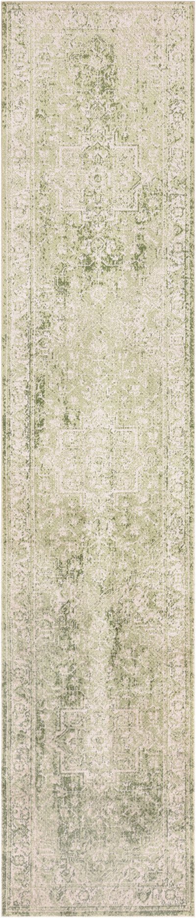 Nourison Home Nourison Astra Machine Washable ASW12 2'2" x 4' Ivory Green Vintage Indoor Rug - 2'2" x 8'