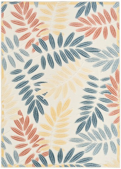 Nourison Home Nourison Aloha ALH18 3'6" x 5'6" Ivory Blue Modern Rug - 5'3" x 7'5"