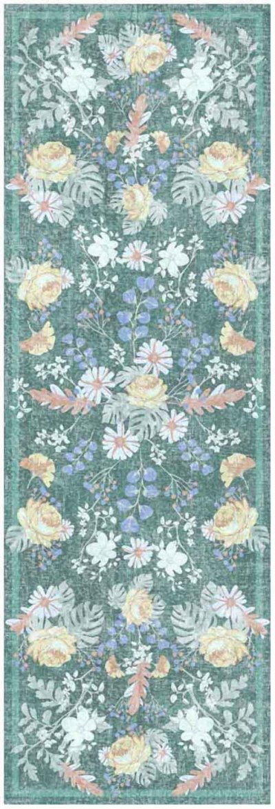 Nourison Home Nourison Botanical Washables BOT02 2' x 6' Green Multicolor Farmhouse Indoor Rug - 2' x 6'