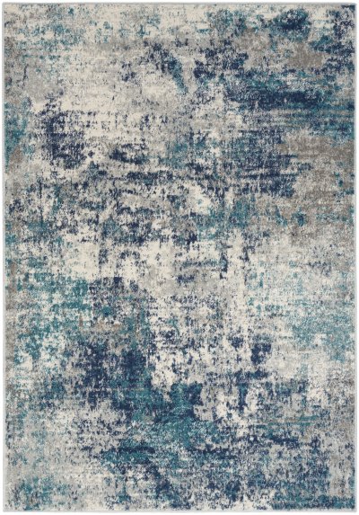Nourison Home Nourison Passion PSN36 2'2" x 10' Ivory Teal Modern Indoor Rug - 5'3" x 7'3"