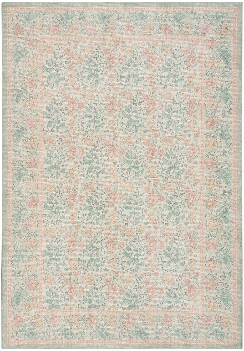 Nourison Home Nourison Botanical Washables BOT03 7'6" x 9'10" Green Multicolor Farmhouse Indoor Rug