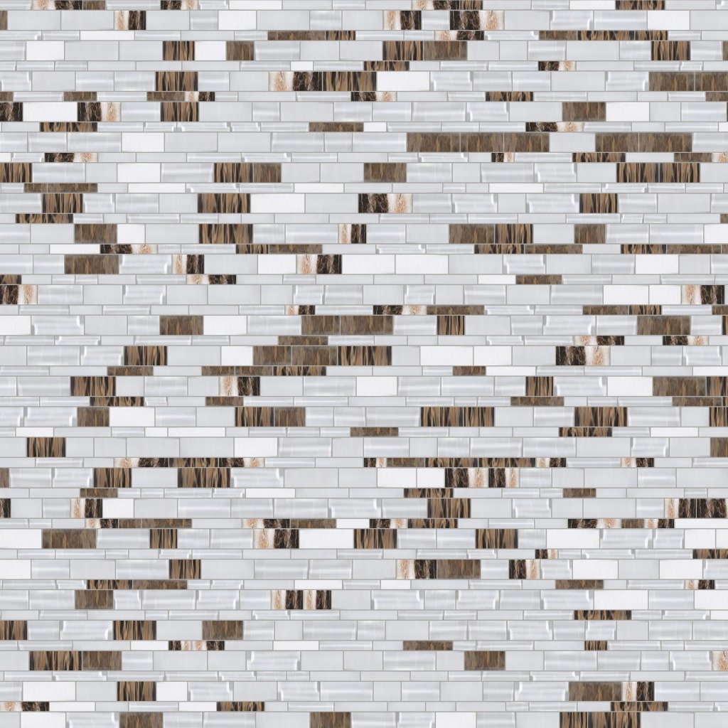 Marble Systems Noce De Coco Glossy Liner Blend Glass Mosaic 12x12 - Noce De Coco
