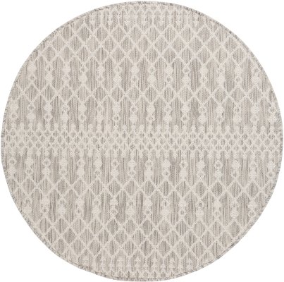 Nourison Home Nourison Positano POS02 2'2" x 8' Light Grey Modern Rug - 5' Round