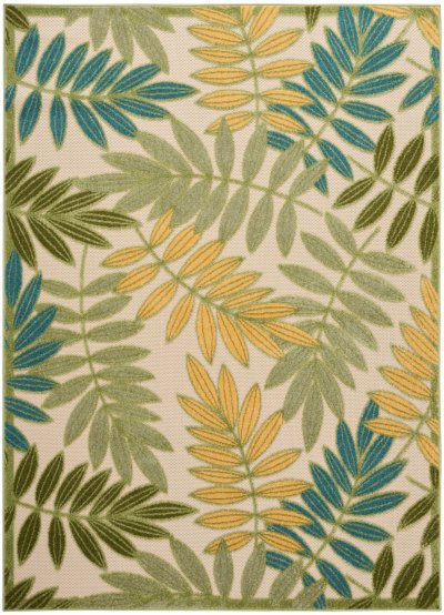 Nourison Home Nourison Aloha ALH18 5'3" x Round Green Multicolor Outdoor Rug - 5'3" x 7'5"