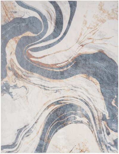 Nourison Home Nourison Astra Machine Washable ASW15 4' x 6' Ivory Blue Modern Indoor Rug - 7'10" x 10'
