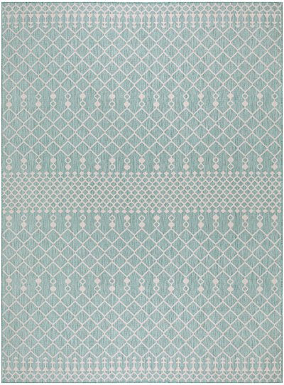 Nourison Home Nourison Positano POS02 2'2" x 10' Aqua Modern Rug - 9' x 12'