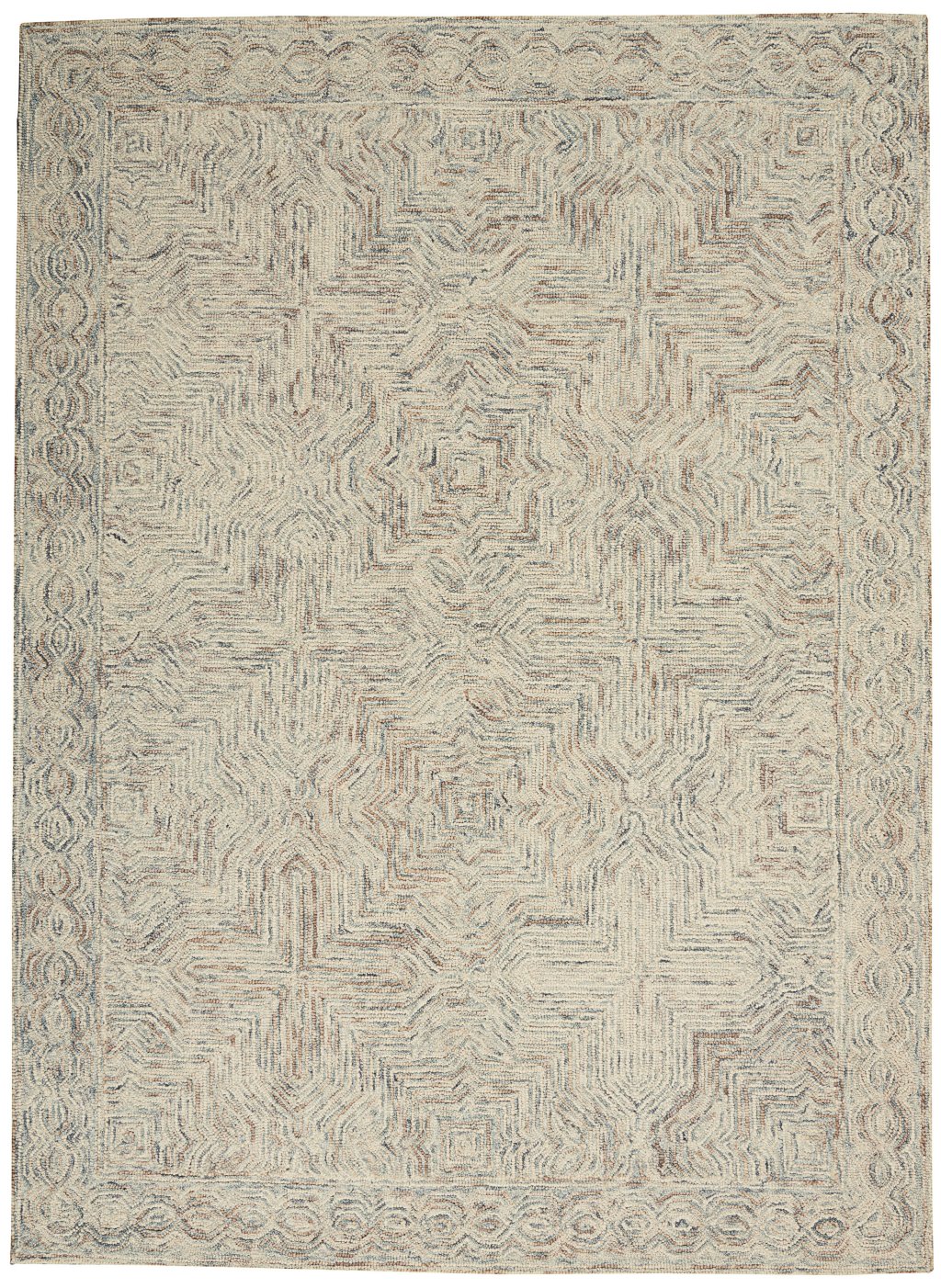 Nourison Home Nourison Interlock ITL03 3'9" x 5'9" Blue Ivory Bohemian Indoor Rug