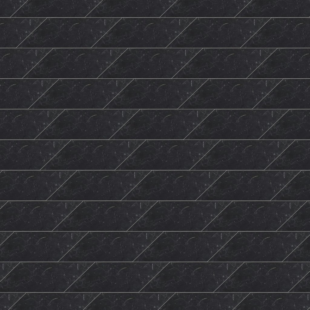 Marble Systems Black Honed Chevron Marble Tile 5x17 - Black