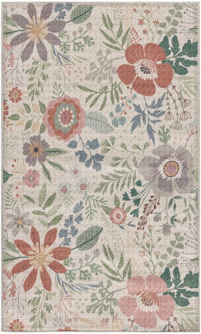 Nourison Home Nourison Nourison Washables NWB06 6' x 9' Cream Multicolor Farmhouse Indoor Rug - 3' x 5'