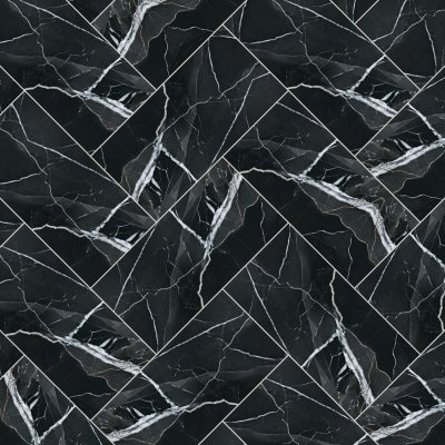 Qualis Ceramica Royal Stoneworks 12X24 Regal Black Vein Honed - Herringbone