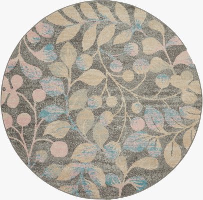 Nourison Home Nourison Tranquil TRA03 2'3" x 7'3" Grey Beige Farmhouse Indoor Rug - 5'3" Round
