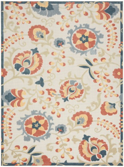 Nourison Home Nourison Aloha ALH17 3'6" x 5'6" Grey Multicolor Farmhouse Rug - 9' x 12'