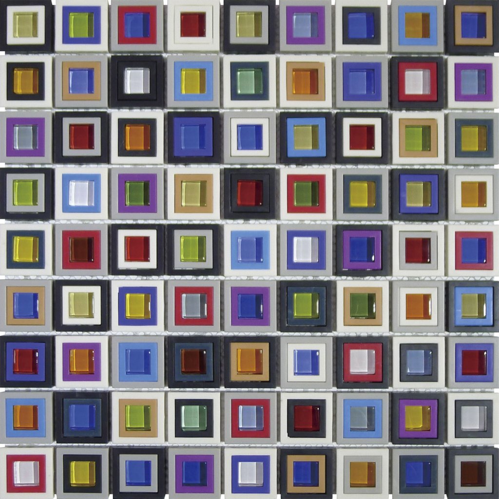 Qualis Ceramica Chelsea Collection Multicolor Square Mix Glass Resin