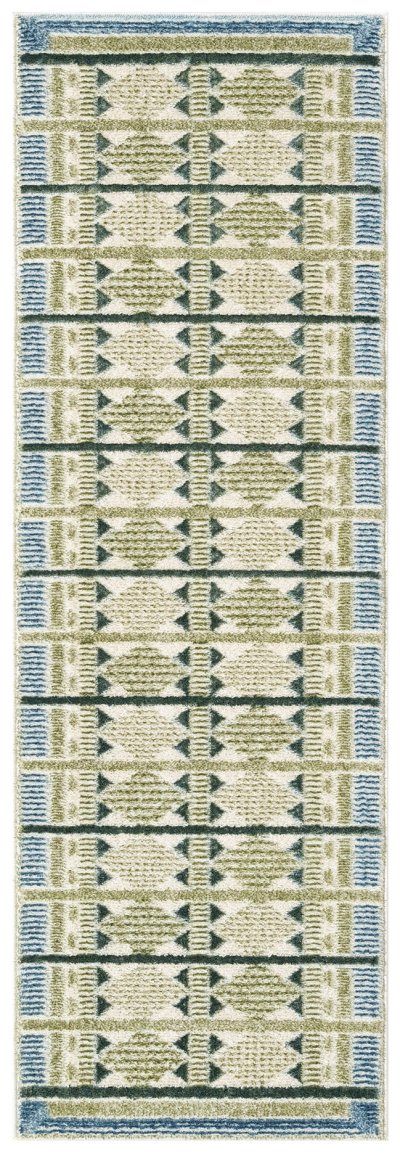 Nourison Home Nourison Nordic NRC06 2' x 6' Green Blue Modern Indoor Rug - 2' x 6'
