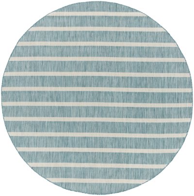 Nourison Home Nourison Positano POS03 12' x 15' Aqua Ivory Modern Rug - 8' Round