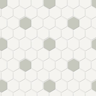 Qualis Ceramica Traditions White W/Soft Sage 1" Hexagon Matt Mosaic - 11.54" x 11.65"
