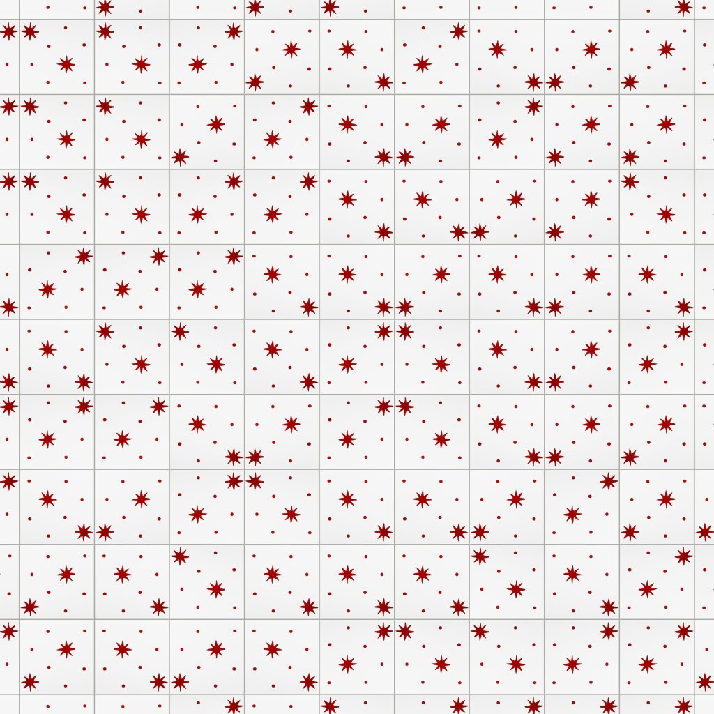 Marble Systems Pure White, Fire Engine Glossy Serendipity Ceramic Tile 6x6 - Pure White, Fire Engine