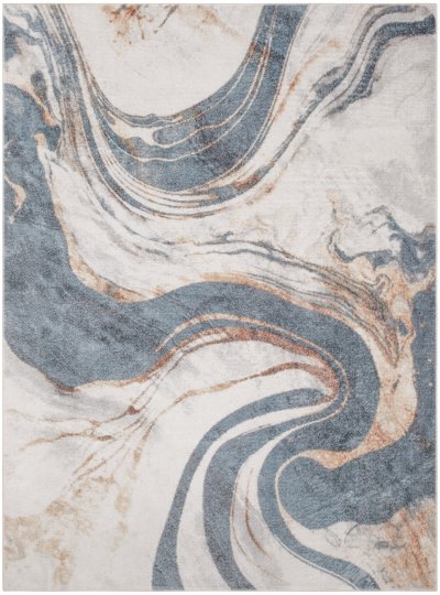 Nourison Home Nourison Astra Machine Washable ASW15 4' x 6' Ivory Blue Modern Indoor Rug - 5'3" x 7'
