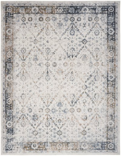 Nourison Home Nourison Astra Machine Washable ASW16 2'2" x 8' Ivory Blue Vintage Indoor Rug - 6'7" x 9'