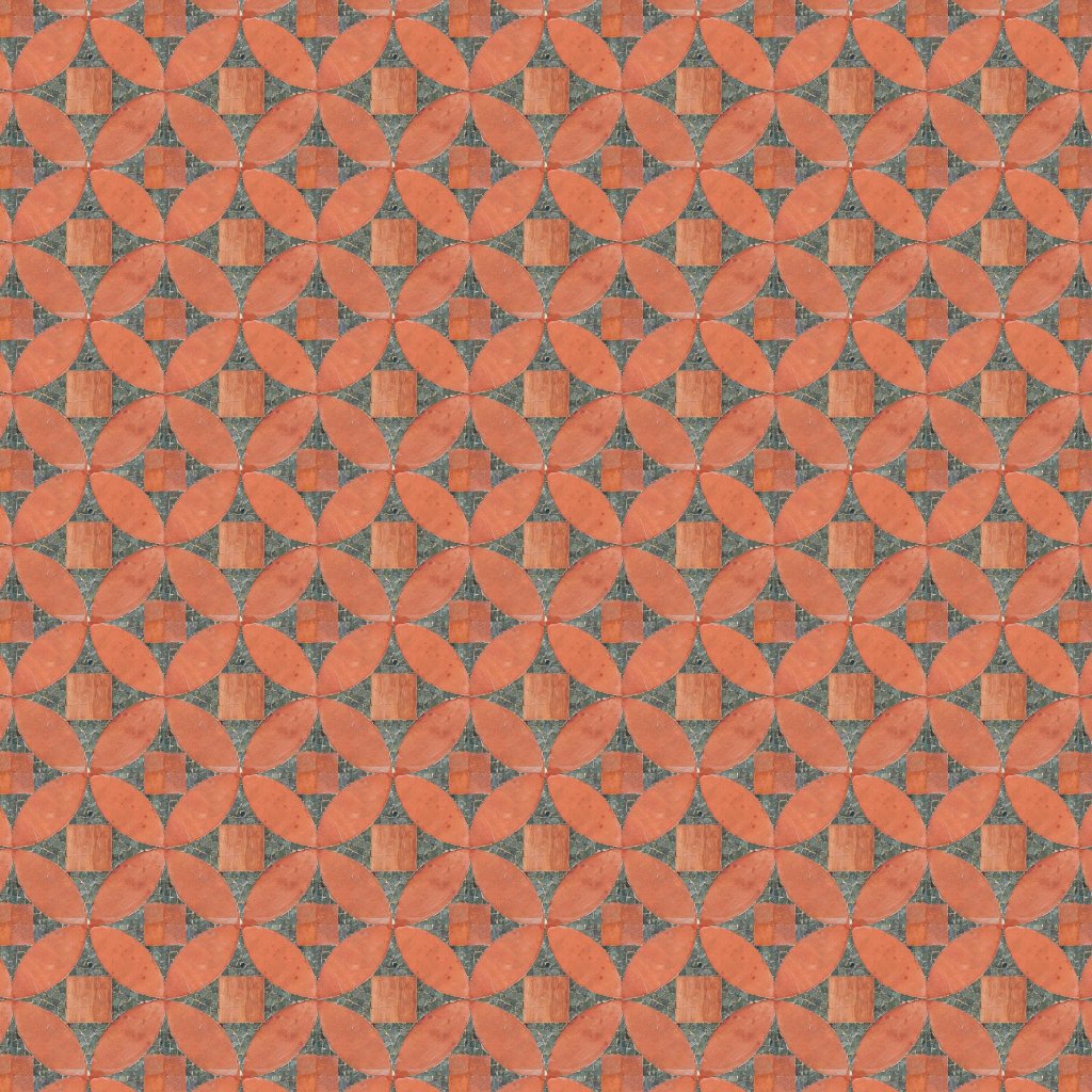 Marble Systems Sacchi, Red/olive Honed Limestone Mosaic 8x8 - Sacchi, Red/olive