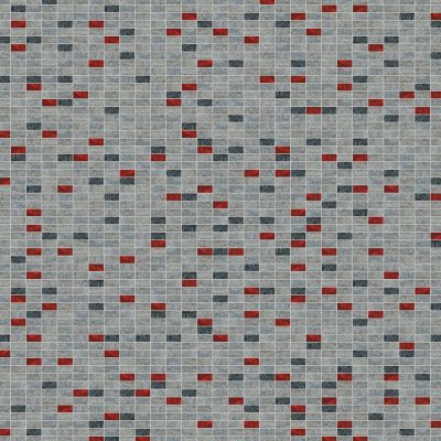 Qualis Ceramica Riviera Tileworks Chelsea Grey Natural QUartzite Red Glass Mosaic 1"x2" - 12" x 12"