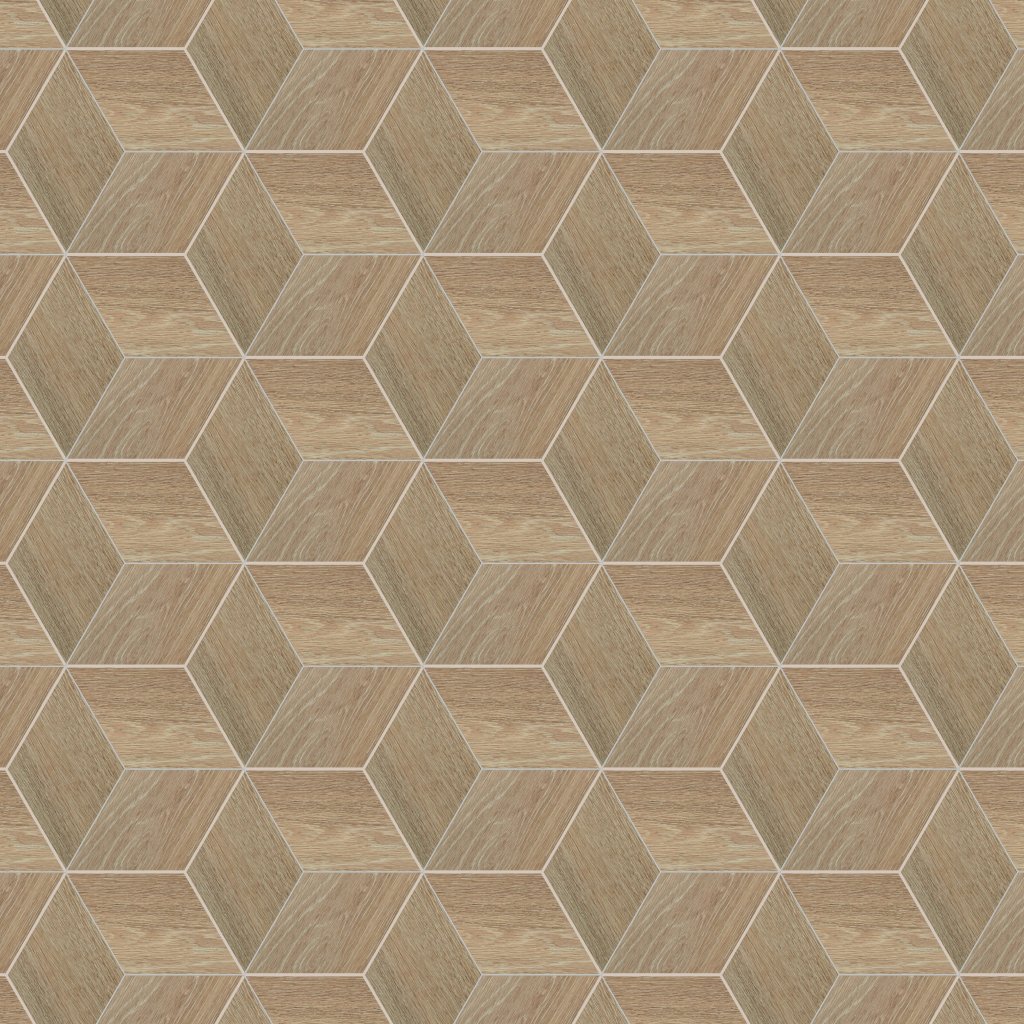 Daltile Emerson Wood Butter Pecan, 3D Cube, 12X12, Matte - Butter Pecan