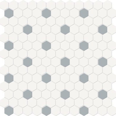 Qualis Ceramica Traditions White W/Cloud 1" Hexagon Matt Mosaic - 11.54" x 11.65"