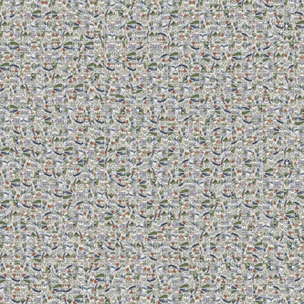Qualis Ceramica Chelsea Collection4"x4" Floral Palm Multicolor Mosaic