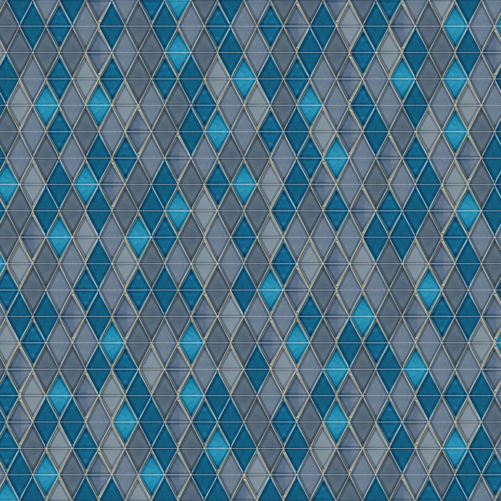 Qualis Ceramica Riviera Tileworks Chelsea 3" Triangular Glazed Ceramic Grey Blue Mosaic