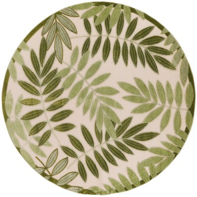 Nourison Home Nourison Aloha ALH18 2' x 6' Ivory Green Outdoor Rug - 7'10" Round