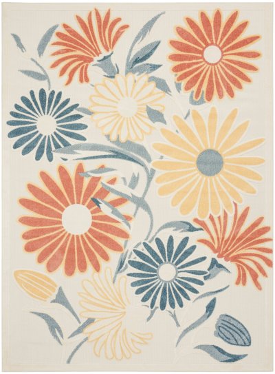 Nourison Home Nourison Aloha ALH33 3'6" x 5'6" Ivory Rose Outdoor Rug - 9' x 12'