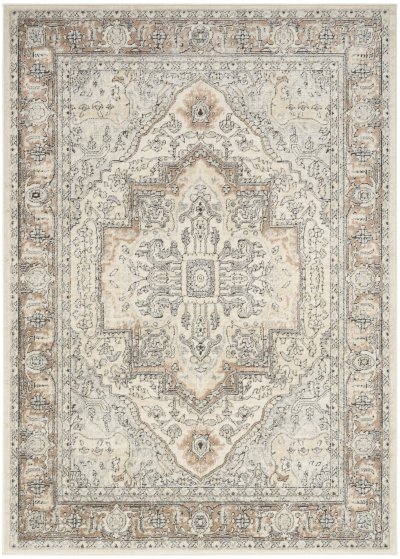 Nourison Home Nourison Quarry QUA18 3'9" x 5'9" Ivory Grey Taupe Vintage Indoor Rug - 5'3" x 7'3"